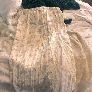 Floral Lace Trim Half Slip - White with Pink & Yellow Flowers - Aerie